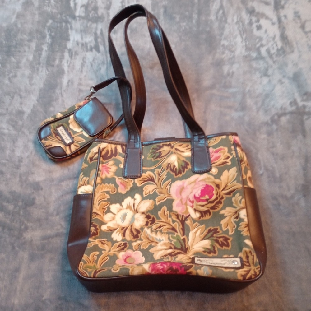 Longaberger Homestead Purse Shoulder Bag Floral Canvas Tapestry Phone‎ Case